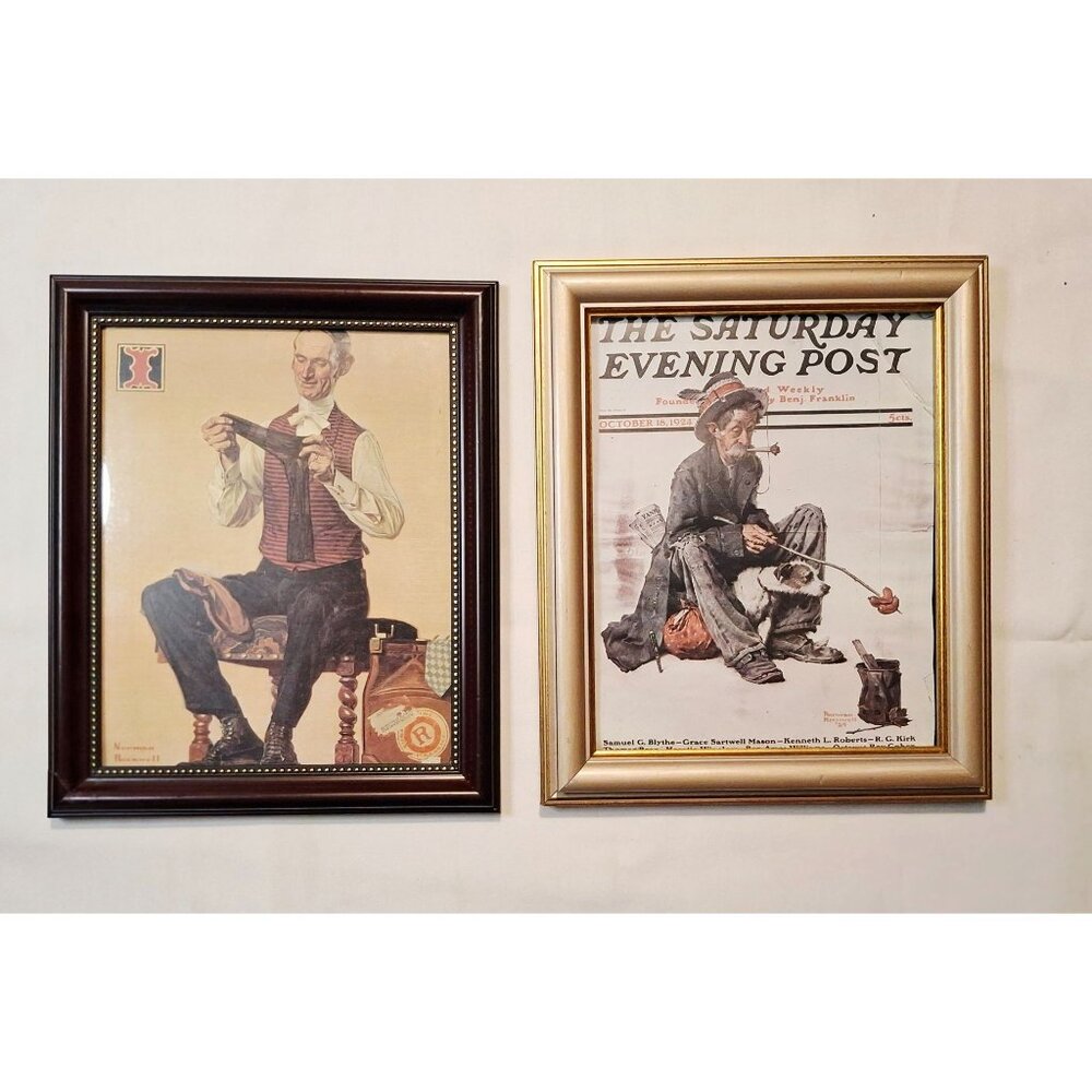 Norman Rockwell Framed Prints Pair - The Saturday Evening Post Covers 8 x 10